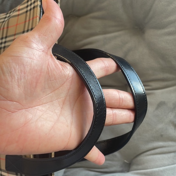 AUTHENTIC BURBERRY Burberry Check Hand Bag Purse Canvas w/black Leather - Picture 12 of 12